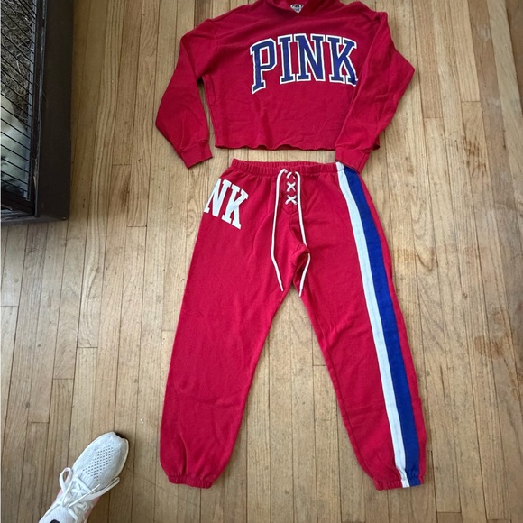 Victoria's Secret Pants - Victoria’s Secret. PINK - Red White and Blue Sweat Suit Set